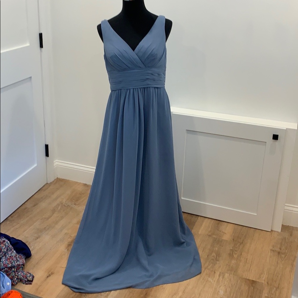 Bill Levkoff gray/blue bridesmaid dress, 6